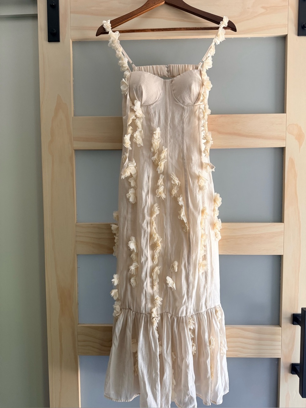 Petal & Pup Posedy Mid Dress Cream 3D Floral Small